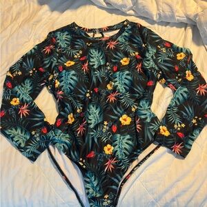 Floral Long Sleeve Swimsuit
